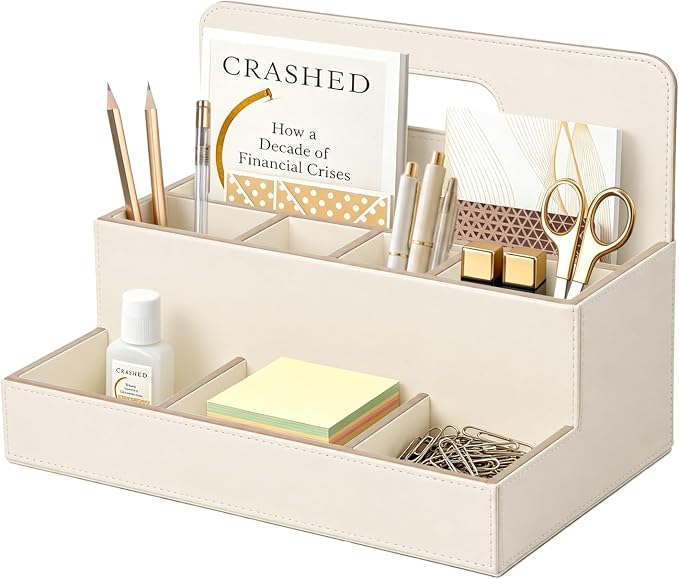 Mail Organizer Countertop, Office Desk Accessories Bill Sorter File Holder | PU by Thelittlebeautyoflife
