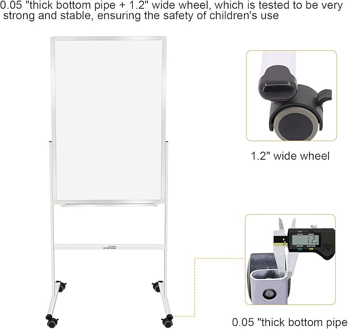 H-Qprobd 24"x36" Dry Erase Board with Stand - Adjustable Height Double Side Mobile Magnetic Rolling Whiteboard on Wheels for Home, Office & School-DeskLoop Office