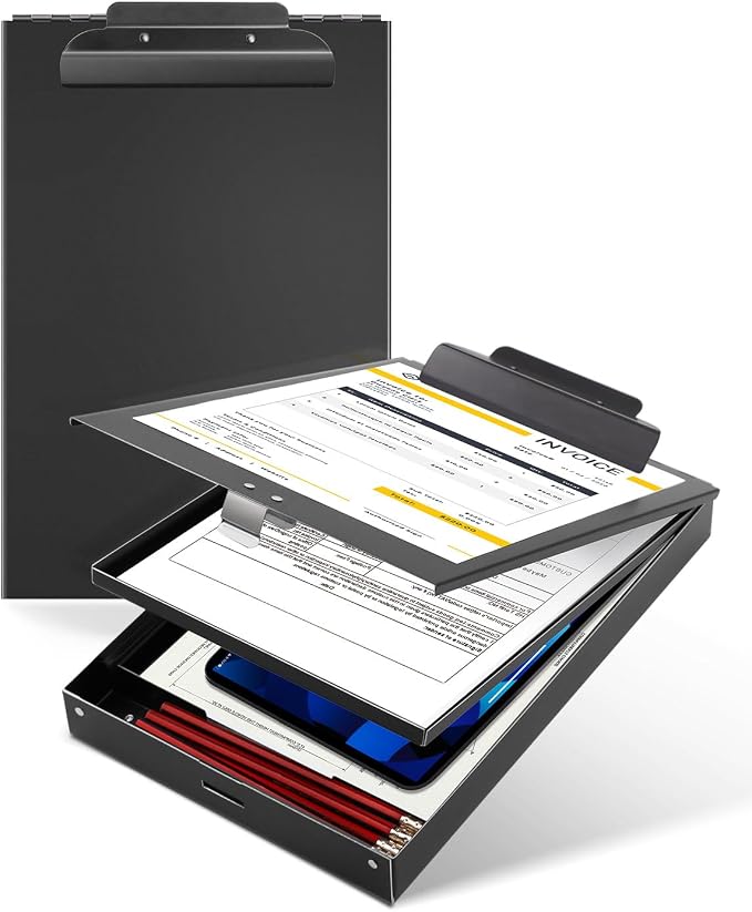 Metal Clipboard with Storage, Letter Size Heavy Duty Aluminum Clipboards by Sunnyclip