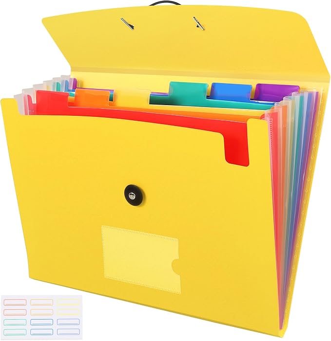 7 Pocket Accordian File Folders, Expanding File Folder A4 Letter Size Paper by CASAON