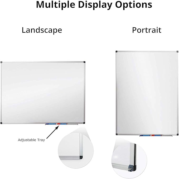 36 x 24 inch Magnetic Dry Erase Board, DexBoard Mall-Mounted Aluminum Frame White Board with Pen Tray, Dry Erase Marker Whiteboard for Office, School and Home Usage-DeskLoop Office