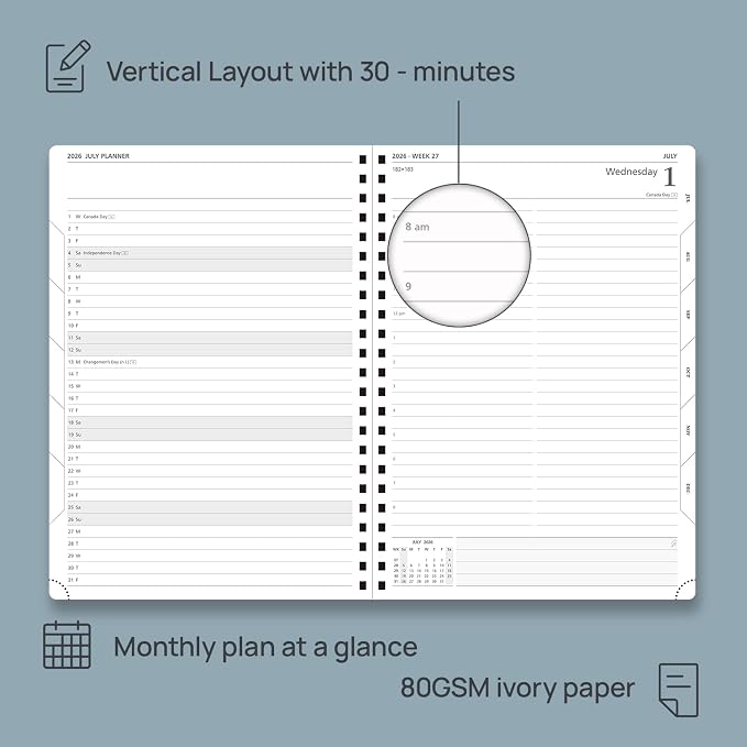 POPRUN 2026 Daily Planner One Page A Day -, Agenda 2026 Hourly Appointment Book - Image 4