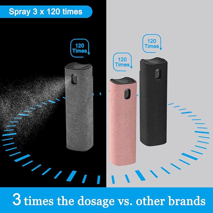 walrfid 3Pcs Laptop Cleaner, Computer Screen Cleaner Spray and Wipe, Electronic Laptop Cleaning Kit for iPad, iPhone, Cellphone, Monitor, MacBook Pro, Car Display, Tablet, TV, Kindle, Grey Pink Black-DeskLoop Office