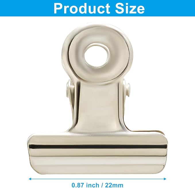 Bonsicoky 30 Pack Silver Bulldog Clips, 0.87 inch / 22mm Mini Metal Hinge Clips - Image 3