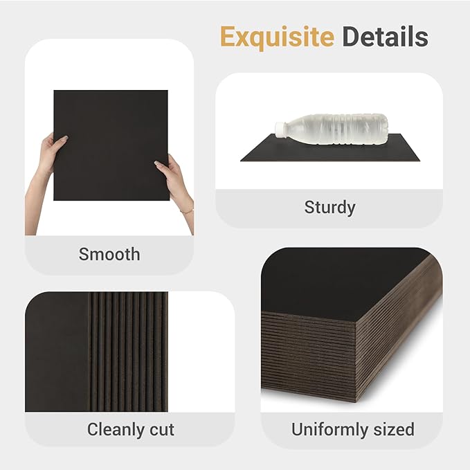 25 Pcs Book Board, Binder Board, Cover Board, Heavy Duty Chipboard for Book Binding, DIY Cardboard (Black, 10 x 12.5 Inch 80PT)-DeskLoop Office