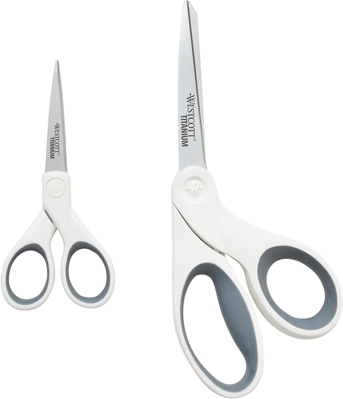 Westcott 5-Inch Micro-Tip & 8-Inch Bent Craft Fabric Scissors by Westcott