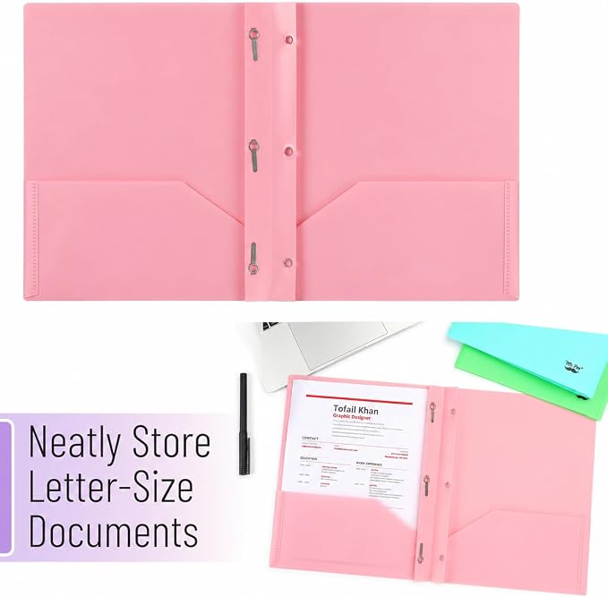 Mr. Pen- Plastic Folders with Pockets and Prongs, 5 Pack, Letter Size | - Image 5