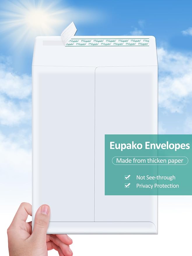 Eupako Catalog Mailing Envelopes 9x12 White Envelopes Self Seal 250 Pack - Image 4