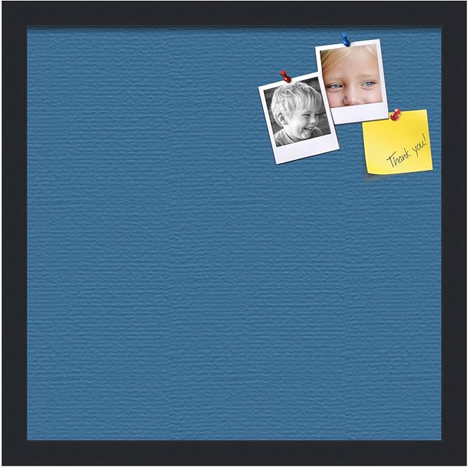 PinPix 16x16 Inch Cork Bulletin Board. This Decorative Framed Pin Board Comes with Navy Pastel Design and a Satin Black Frame. Ideal for Home Office Decor or Message Board (PinPix-1811)-DeskLoop Office