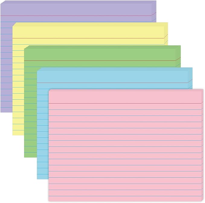 5x7 Colored Index Cards, 100 Pack Heavy 160gsm Flash Cards by KTFNOMES