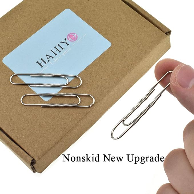 HAHIYO Paperclips Nonskid New Upgrade No Paper Scratch Large 2” Length Paper Clips with Curve Non Skid Heavy Duty Tight Grip Thick Rust Proof Reusable Metal Bright Silver for Home Office 90 Pack-DeskLoop Office