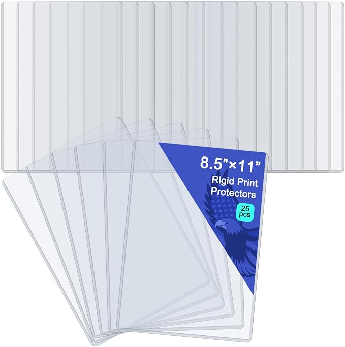 Rainmae 25 Pack 8.5" x 11" Rigid Print Protectors, Paper Sleeves Photo Plastic by Rainmae