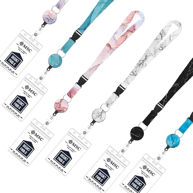 2 Pack Cruise Lanyards Retractable Badge Holder, Marble Pattern Detachable Reel - Image 7