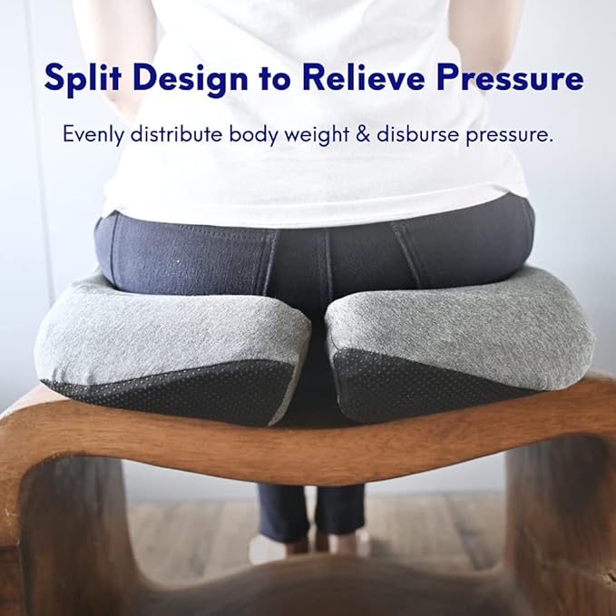 Cushion Lab Patented Pressure Relief Seat Cushion for Long Sitting Hours on Office & Home Chair - Extra-Dense Memory Foam for Soft Support. Car Pad for Hip, Tailbone, Coccyx, Sciatica - Black-DeskLoop Office