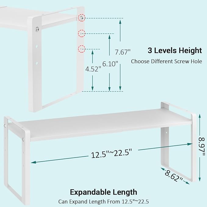 2 Pack Expandable Cabinet Organizer Shelves, 88lbs High Weight Capacity - Image 3