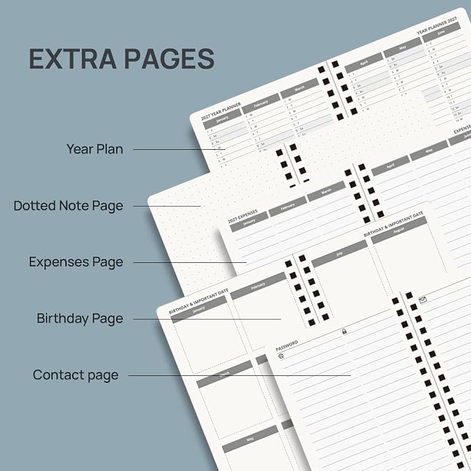 POPRUN 2027 Planner, Daily Appiontment Book from Jan 2027 to Dec 2027, Spiral - Image 5