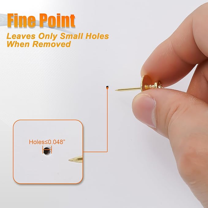 KURUI 60-Pack Metal Push Pins for Wall Hanging Decor, Renter Friendly Hooks for - Image 3