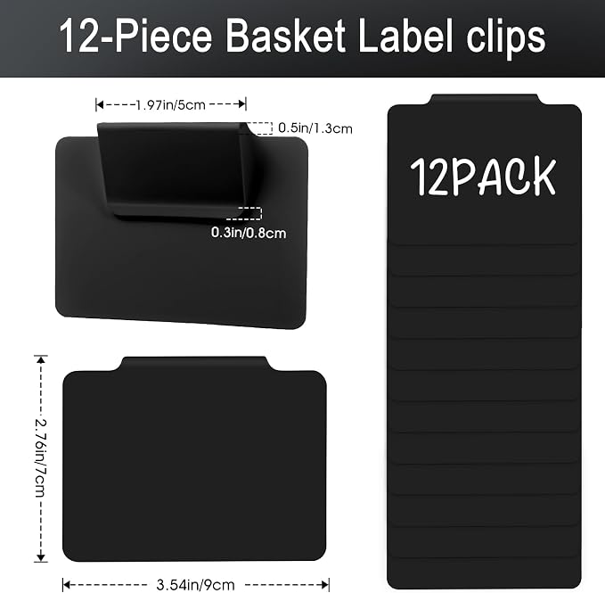 12pcs Black Basket Labels Removable PVC Labels | Clip On - Image 2