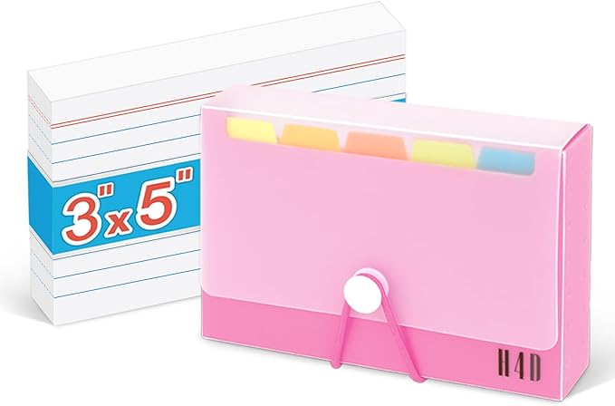 H4D 3x5 Index Card Case with 100 Heavyweight Ruled Index Cards and Dividers by H4D