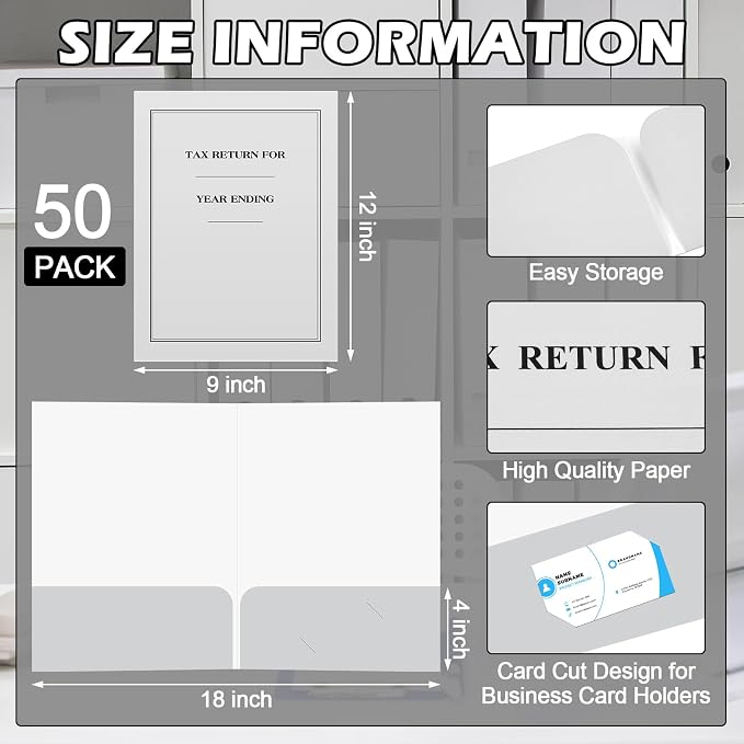 Marspark 50 Pack Year End Tax Folder 9 x 12 Inch Tax Return Folders - Image 2