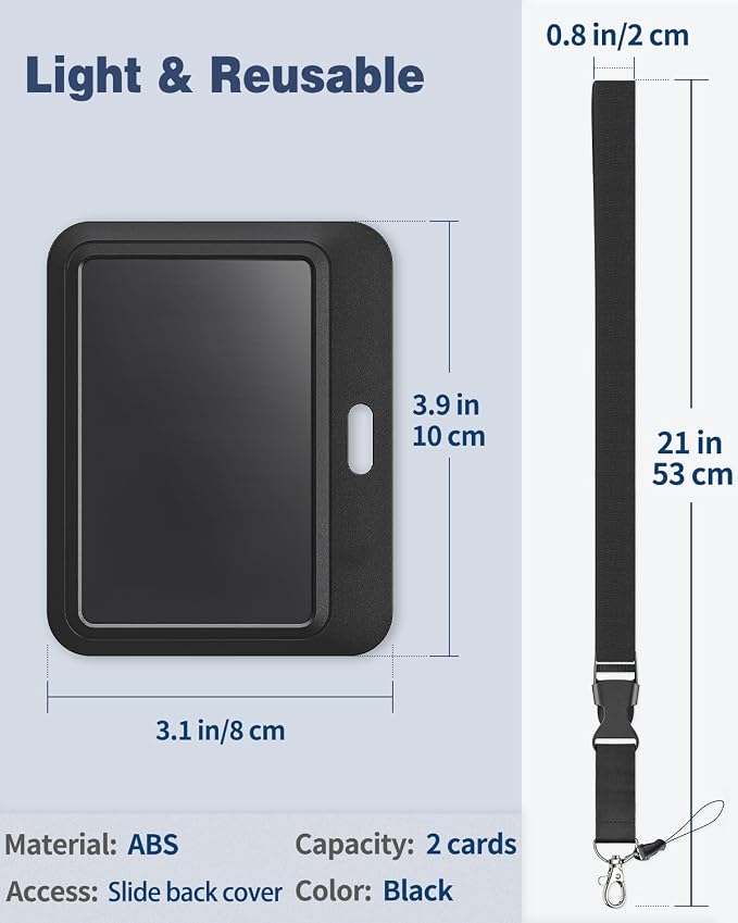 Uniclife 3 Pack Sliding Badge Holder Hard Black Horizontal Plastic Card Case - Image 5