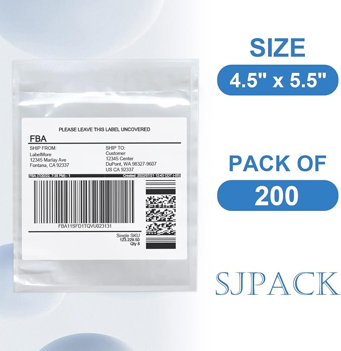 External Dimensions 4.5'' x 5.5'' 200 Packaging Box Single Envelope, SJPACK - Image 2