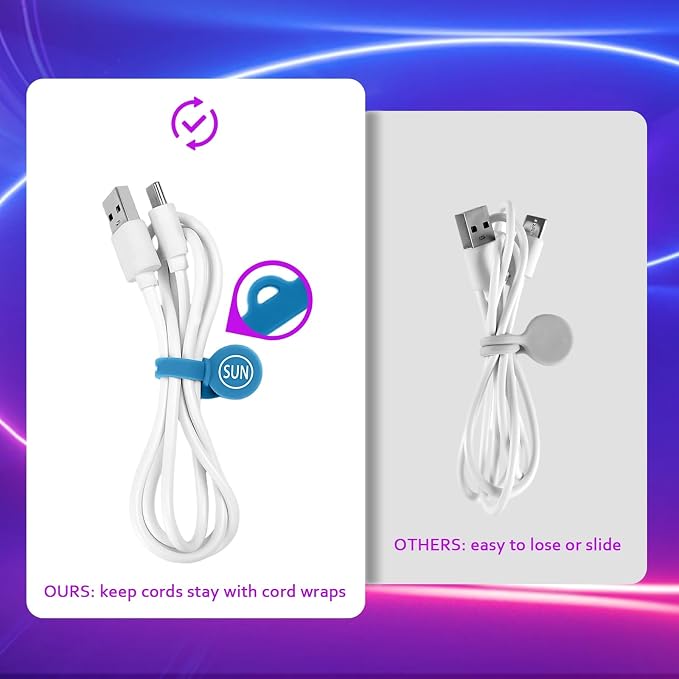 SUNFICON 10 Pack Cable Organizers Clips Earbuds Cords Organizers Magnetic Cable - Image 3