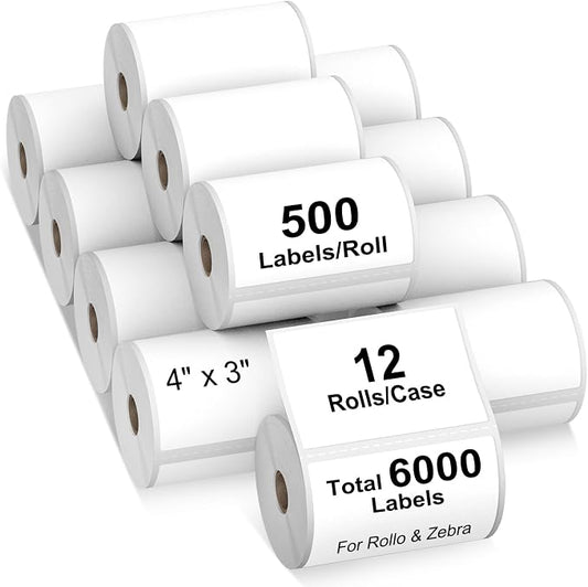 AveneMark 12 Rolls 4" x 3" Direct Thermal Labels by AveneMark