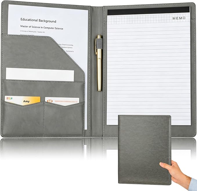 Padfolio Portfolio Binder, Faux Leather Folder, Resume Interview Legal Document by JUSTASHOW