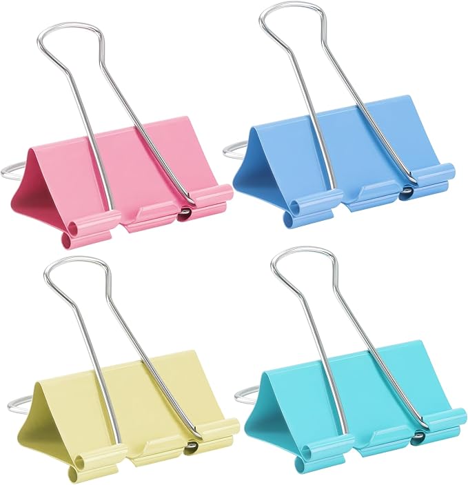 2 Inch 12 Pack Extra Large Binder Clips, Colored Jumbo Paper Clips, Big Paper by OWLKELA