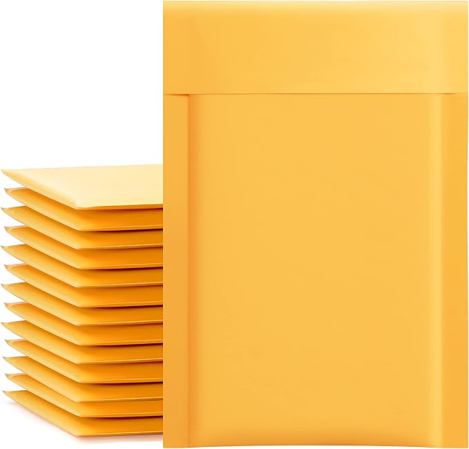 UCGOU Bubble Mailers 4x8 Inch Yellow 100 Pack Usable Size 4x7 Inch Kraft Padded by UCGOU