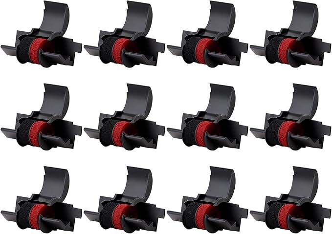 WEEMAY Compatible Calculator Ink Ribbon Replacement for IR-40T Black/Red Sharp EL-1750V EL-1801V, Canon P23-DHV CP13 MP-12D, Casio HR-100TM HR-170RC, Individually Sealed, 12 Pack-DeskLoop Office