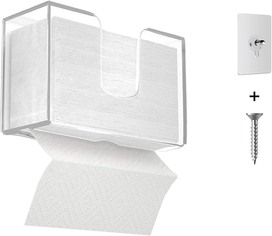 IEEK Paper Towel Dispenser Wall Mount Acrylic Paper Towel Holder for Bathroom Office and Kitchen,Hand Towel Dispenser Fits Multi-Fold Paper Towel,C-Fold, Zfold,Tri fold Paper Towels,Clear-DeskLoop Office