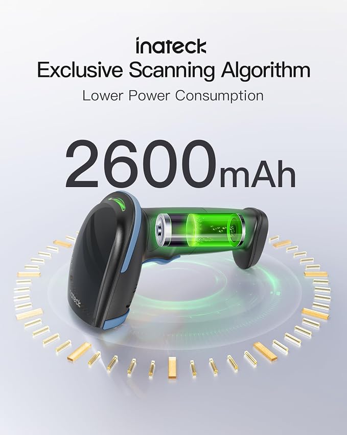 Inateck 2D Barcode Scanner, Wireless Bluetooth QR Barcode Scanner, Handheld - Image 3