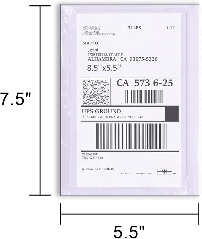 500 PCS shipping label sleeves, 7.5"x 5.5" Shipping Label Envelopes - Image 2