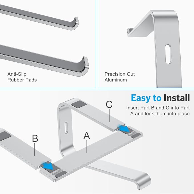 OMOTON Laptop Stand, Detachable Laptop Mount, Aluminum Laptop Holder Stand - Image 5