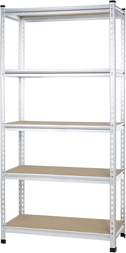 Amazon Basics Double Post Press Board 5 Tier Shelf 36 x 18 x 72, Aluminum | by AmazonBasics