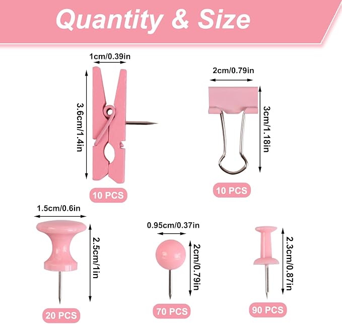 Push Pins Set, 5 Types Pushpins Thumbtacks - Image 2