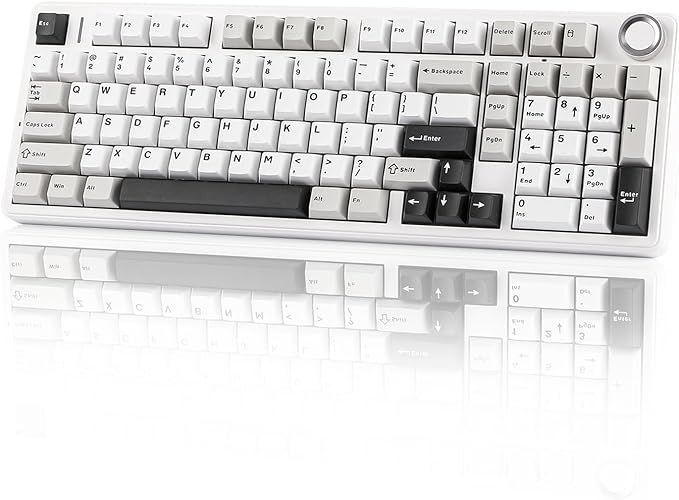 EPOMAKER X Aula F99 PRO Wireless Gaming Keyboard with 8000mAh Battery, Hot Swappable Creamy Keyboard, 2.4GHz/Type-C/BT5.0, NKRO, RGB Backlit for Win/Mac/Gaming (Black&Grey&White)-DeskLoop Office
