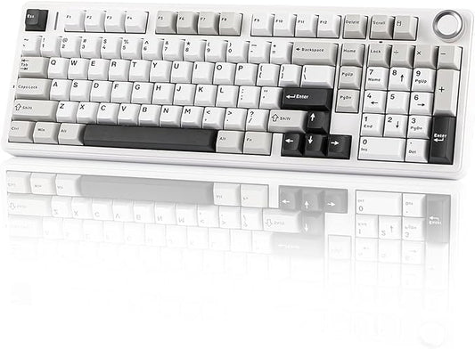 EPOMAKER X Aula F99 PRO Wireless Gaming Keyboard with 8000mAh Battery, Hot Swappable Creamy Keyboard, 2.4GHz/Type-C/BT5.0, NKRO, RGB Backlit for Win/Mac/Gaming (Black&Grey&White)-DeskLoop Office