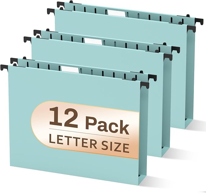 12 Pack Blue Hanging File Folders, Letter Size Hanging Folder by PNETTCO