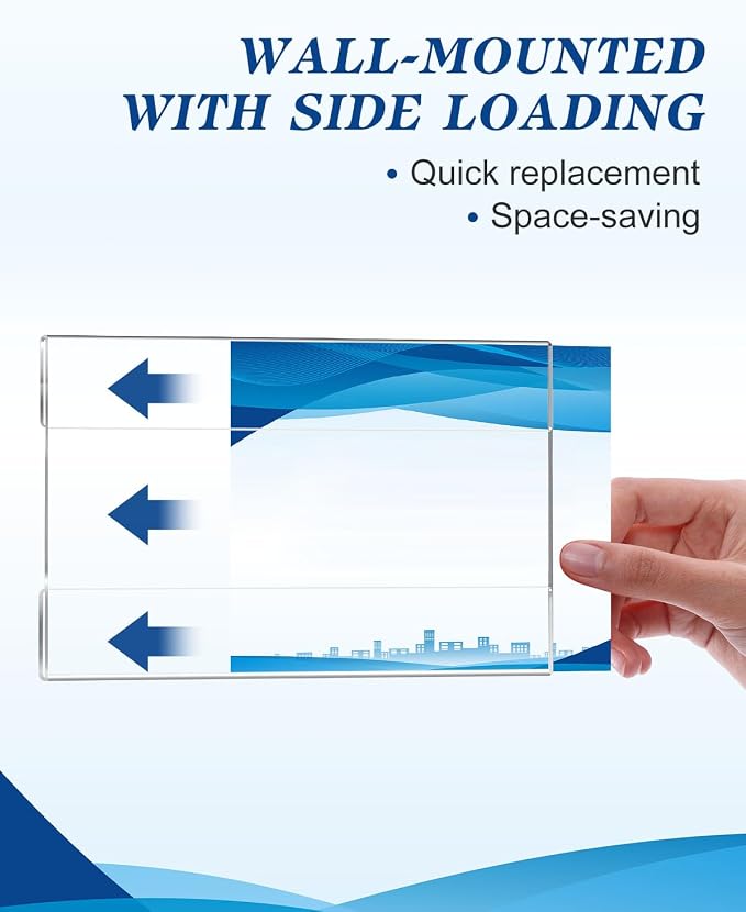 8.5 x 11 Acrylic Sign Holder Wall Mount 6 Pack Clear Acrylic Wall Frame - Image 5