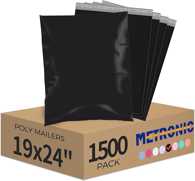 Metronic Poly Mailers 19x24 Inch 1500pcs Black, Large Shipping Bags by METRONIC