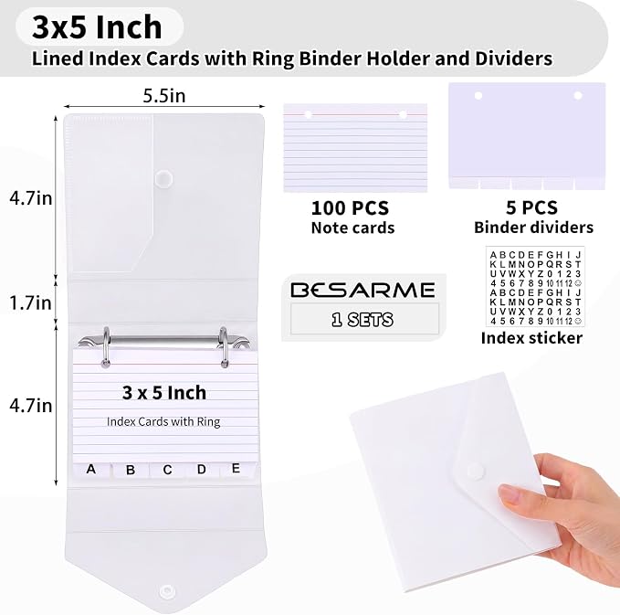 3x5 Index Card Holder Organizers Case Binder - Image 2