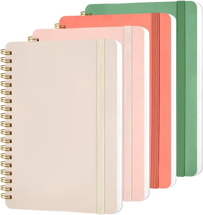 4 Pack A5 Spiral Journal Notebook, Lined Notebooks by Unknown