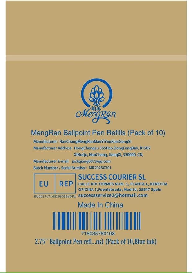 MengRan 2.75'' Mini D1 Ballpoint Ink Pen Refills, 10 Pack | 1mm Medium Tip - Image 6