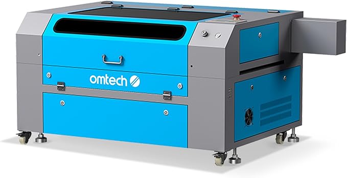 OMTech 90W CO2 Laser Engraver with Water Chiller, 28"x20" Cutting & Engraving Machine with Air Assist, 4-Way Pass, Caster Wheels, RDWorks, for Wood, Glass, Acrylic & More-DeskLoop Office