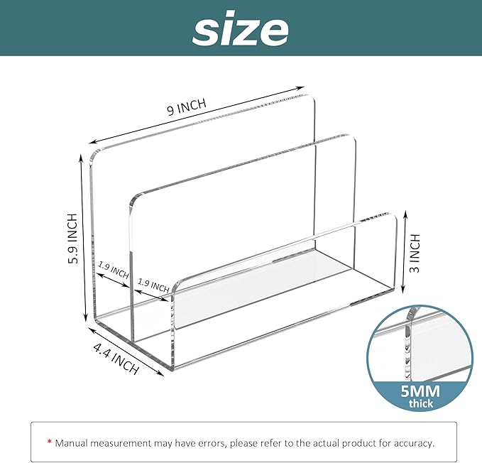 Acrylic File Holder 2 Compartment, Clear Desk File Organizer, Office Magazine File Folder Organizer-DeskLoop Office