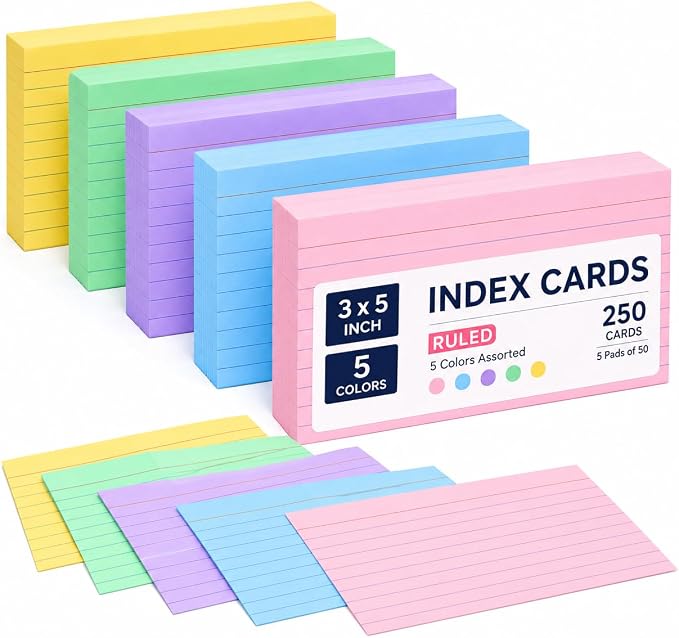 Colored Index Cards 3 X 5, Flash Cards by Glyanlee