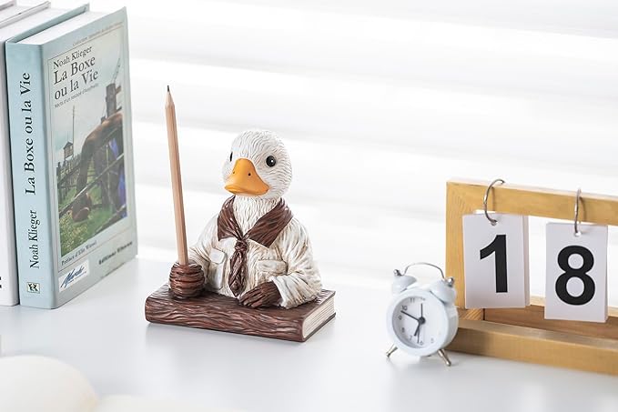 Duck Pen Insertion Pen Stand Resin Paperweight Cool Pencil Holder, Animal Series Desk Accessories Decor for Home Office School for Duck Lovers-DeskLoop Office